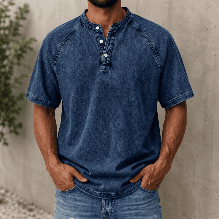 Zerric - Camisa Henley Em Ganga De Manga Curta