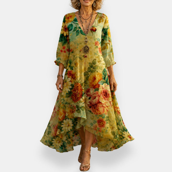 Emila - Vestido Floral Esvoaçante Com Decote Em V