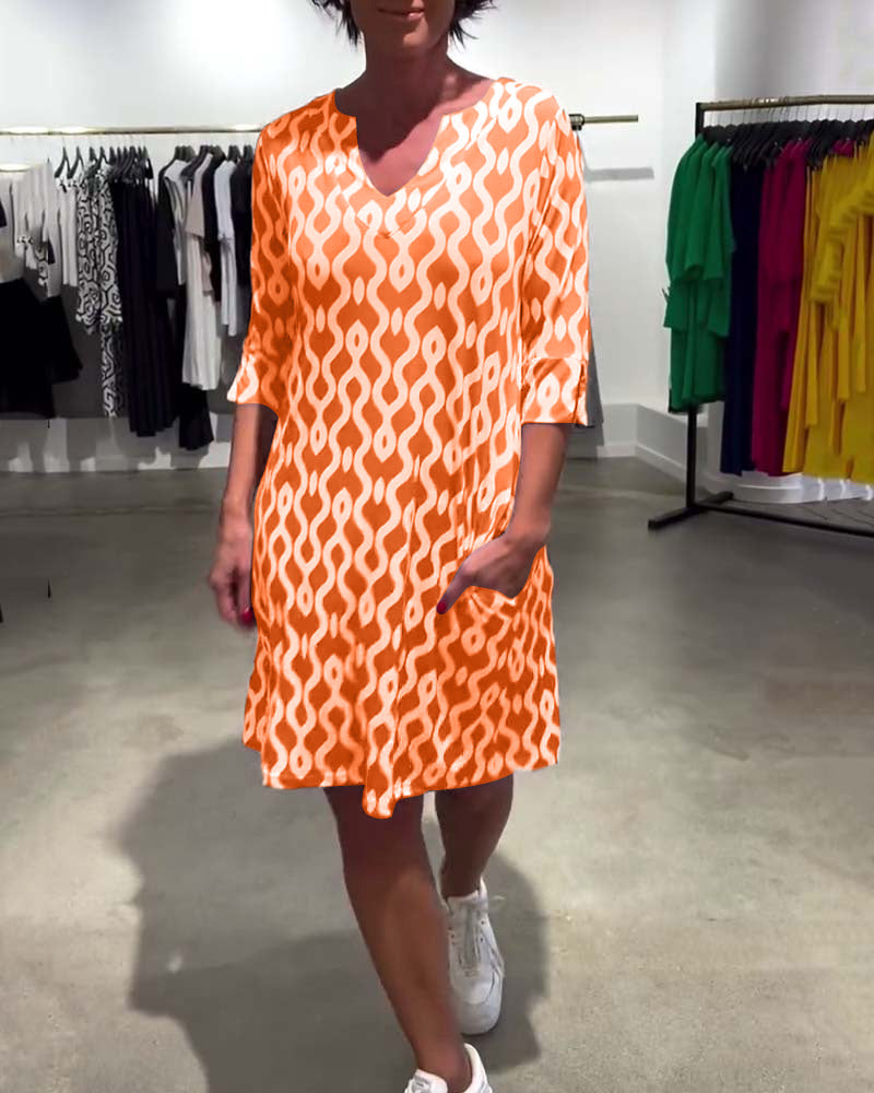 Salvinia - Vestido casual com gola Redonda e Estampado