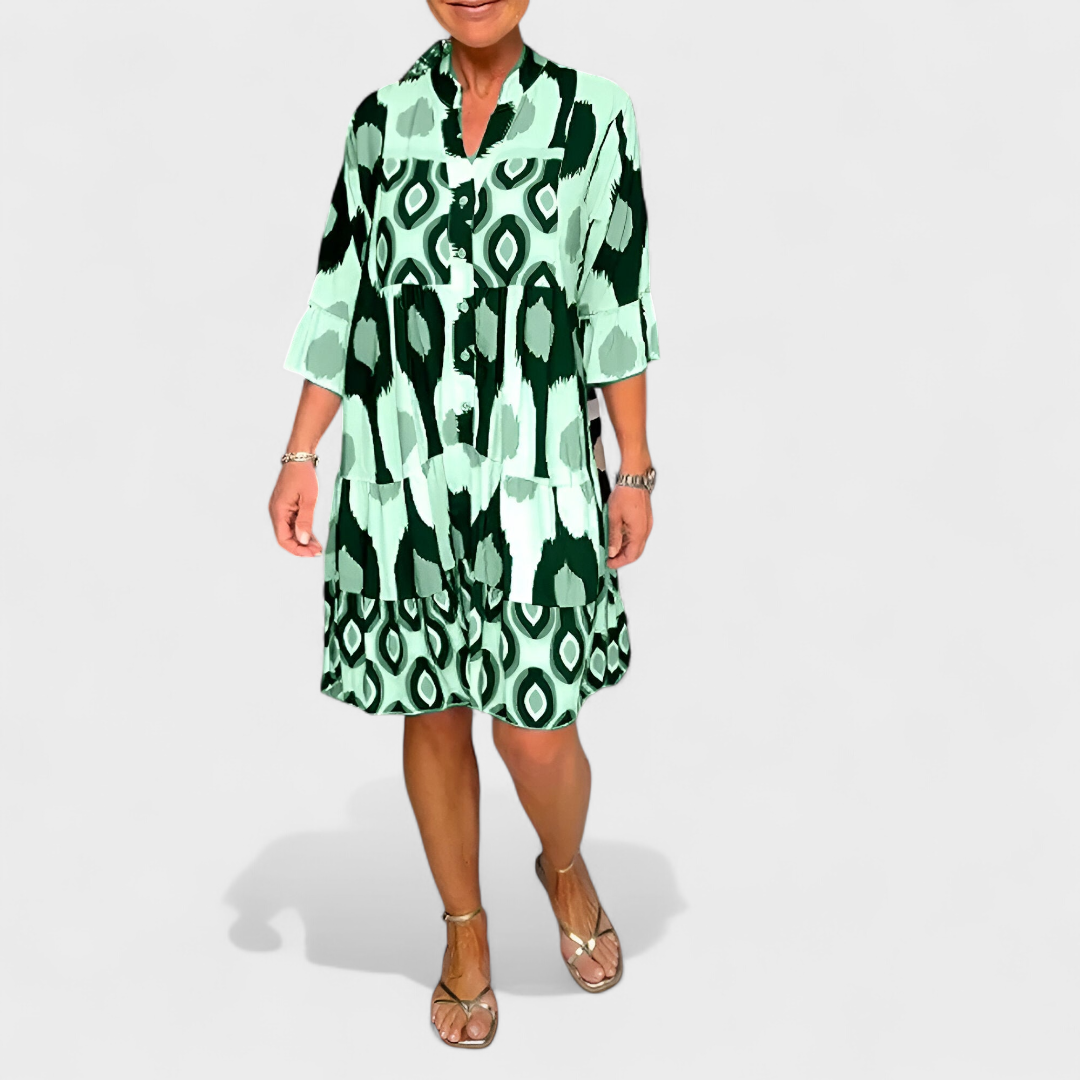 Suciana - Vestido Com Decote Em V e Estampado Boho