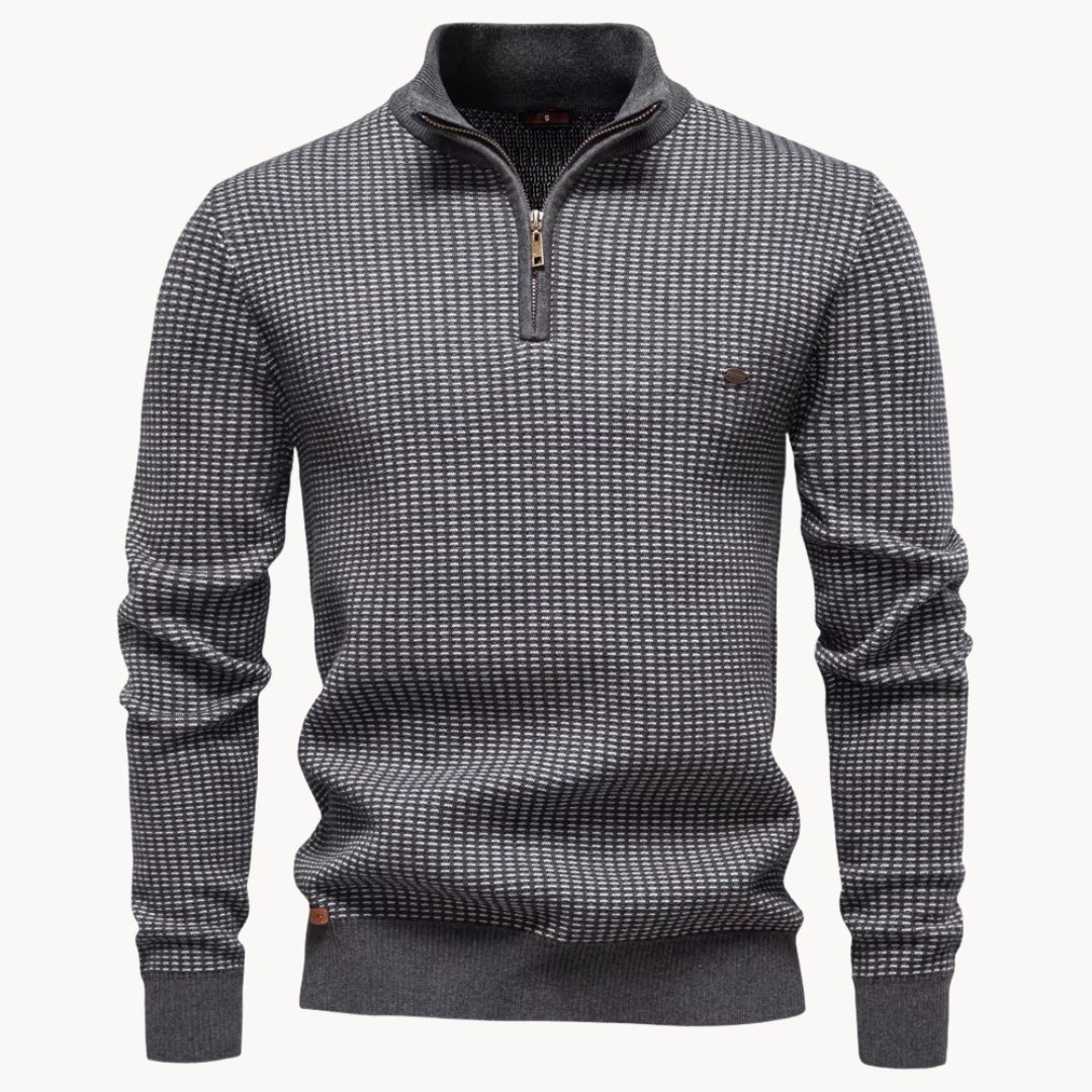 Limman - Camisola de malha jacquard com meio fecho