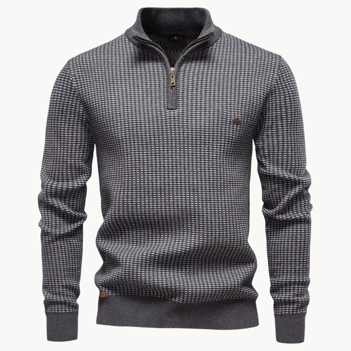 Limman - Camisola de malha jacquard com meio fecho