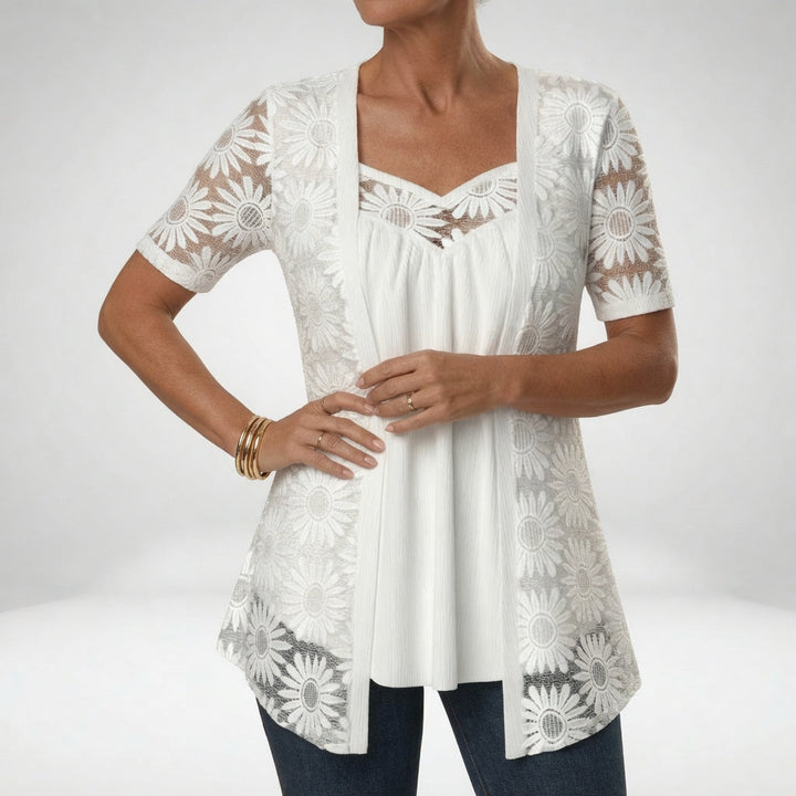 Yahaira - Blusa Elegante De Manga Curta