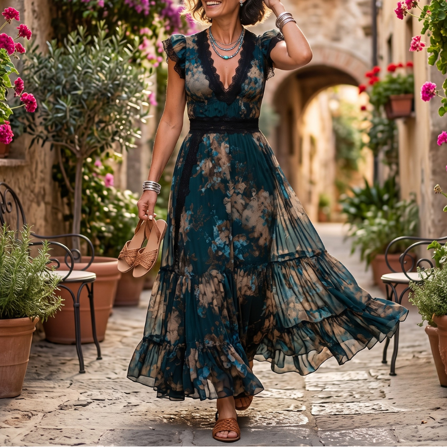 Erin - Vestido Maxi Com Estampado Floral