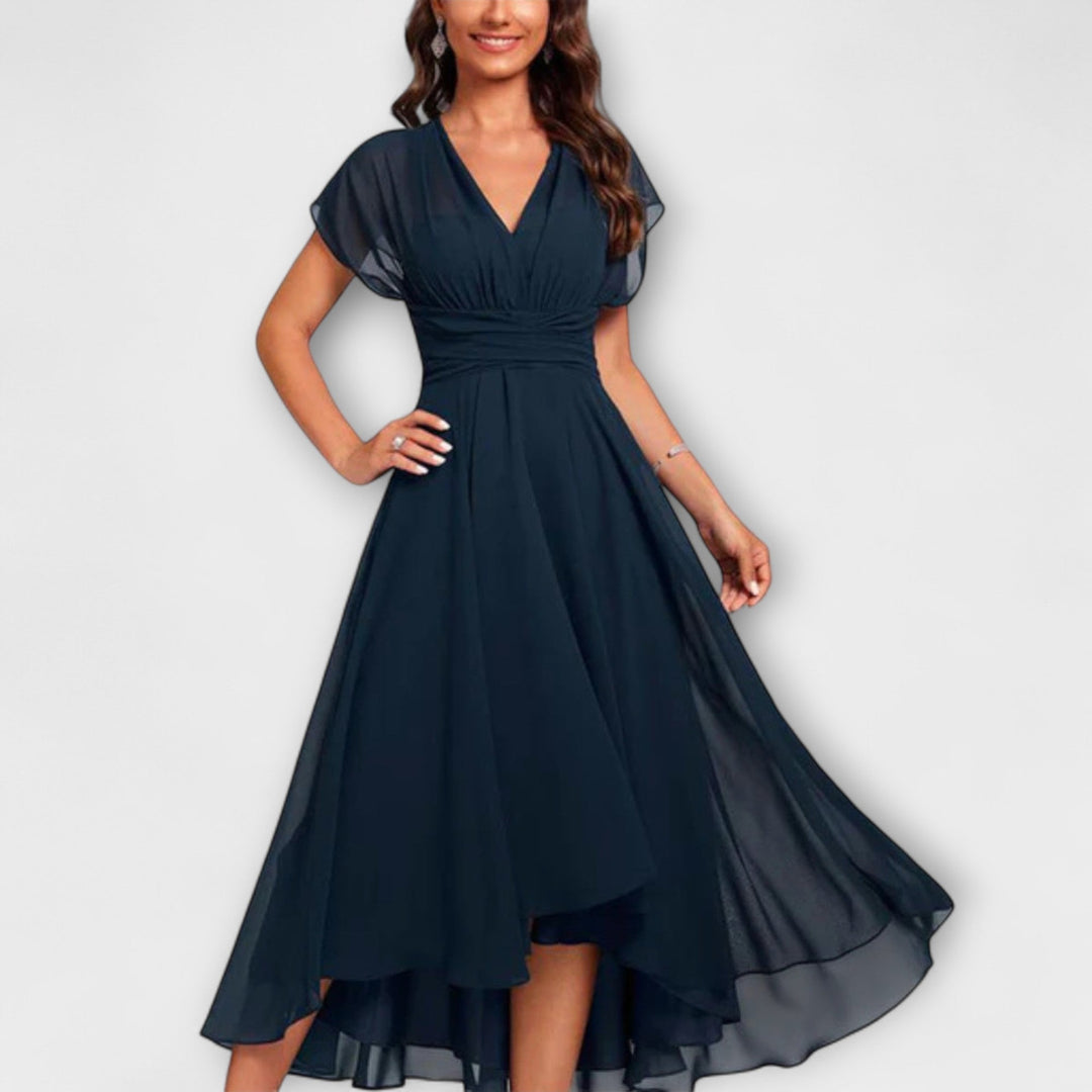 Catalina - Vestido Maxi com Decote em V Fluido