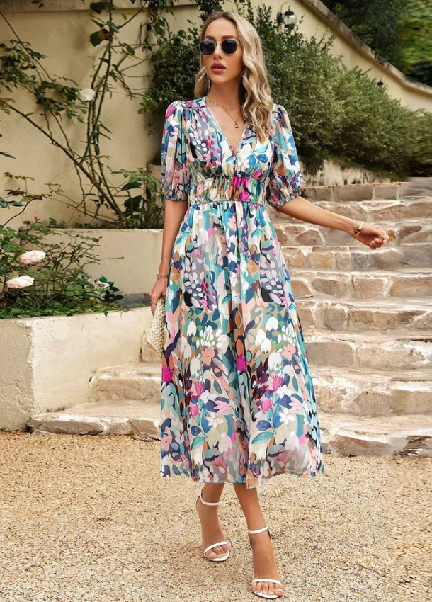 Josette - Vestido Midi Com Padrão Floral