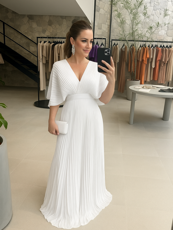 Valerija - Vestido Maxi Plissado Vibrante