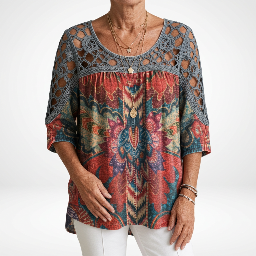 Steven - Blusa com Estampado Etnico Boémio
