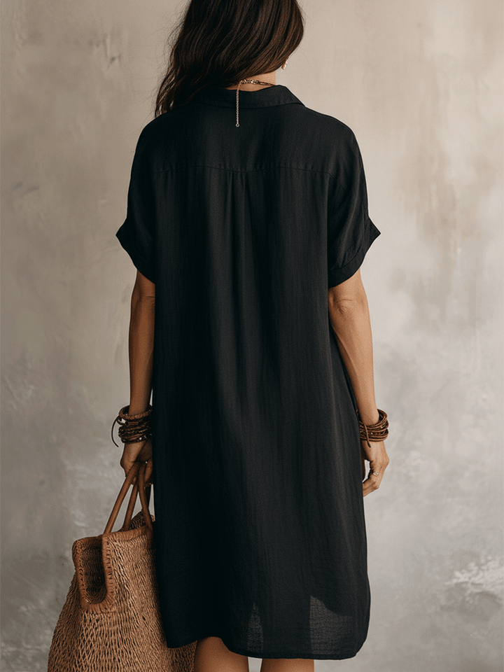 Nilisha - Vestido-Camisa Midi Em Linho e Algodão