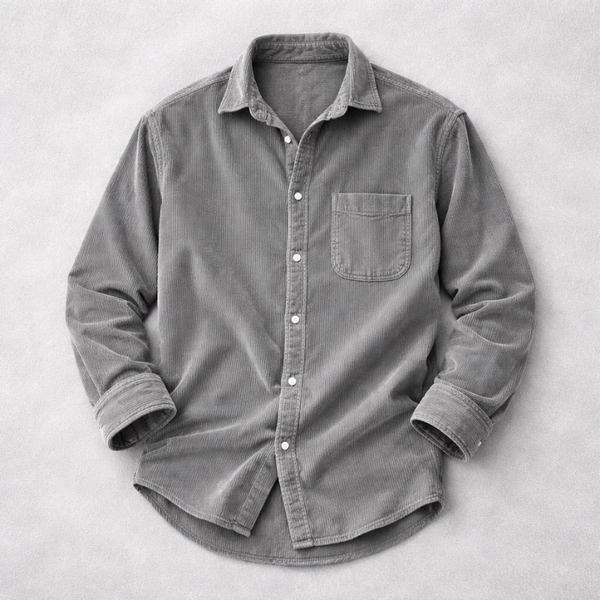 Heshan - Camisa de Veludo Cotelê Com Botões