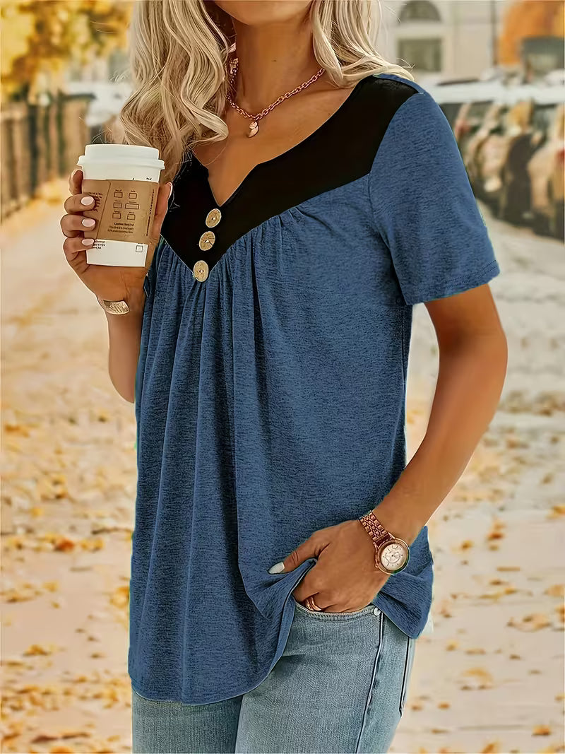 Kaielle - Camisola De Manga Curta Com Botão