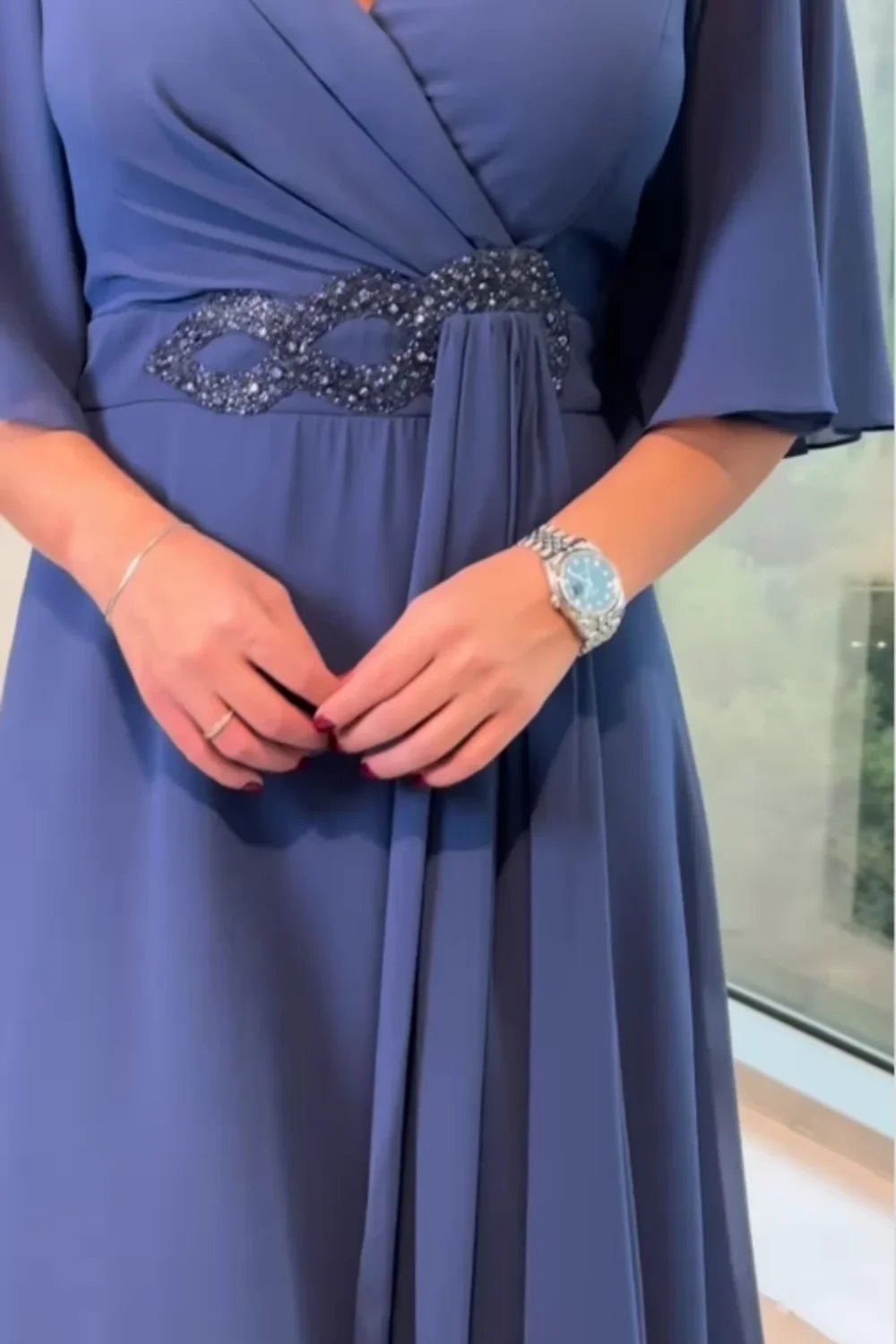 Ezina - Vestido Longo Elegante Em Pano