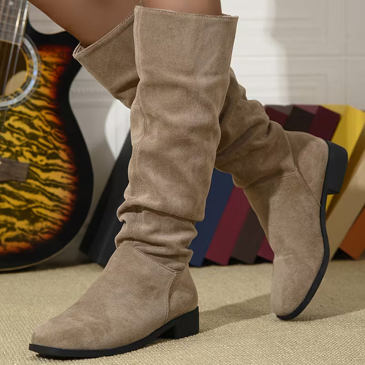 Joliza - Botas Largas até Meio Da Barriga Da Perna Com Salto Baixo