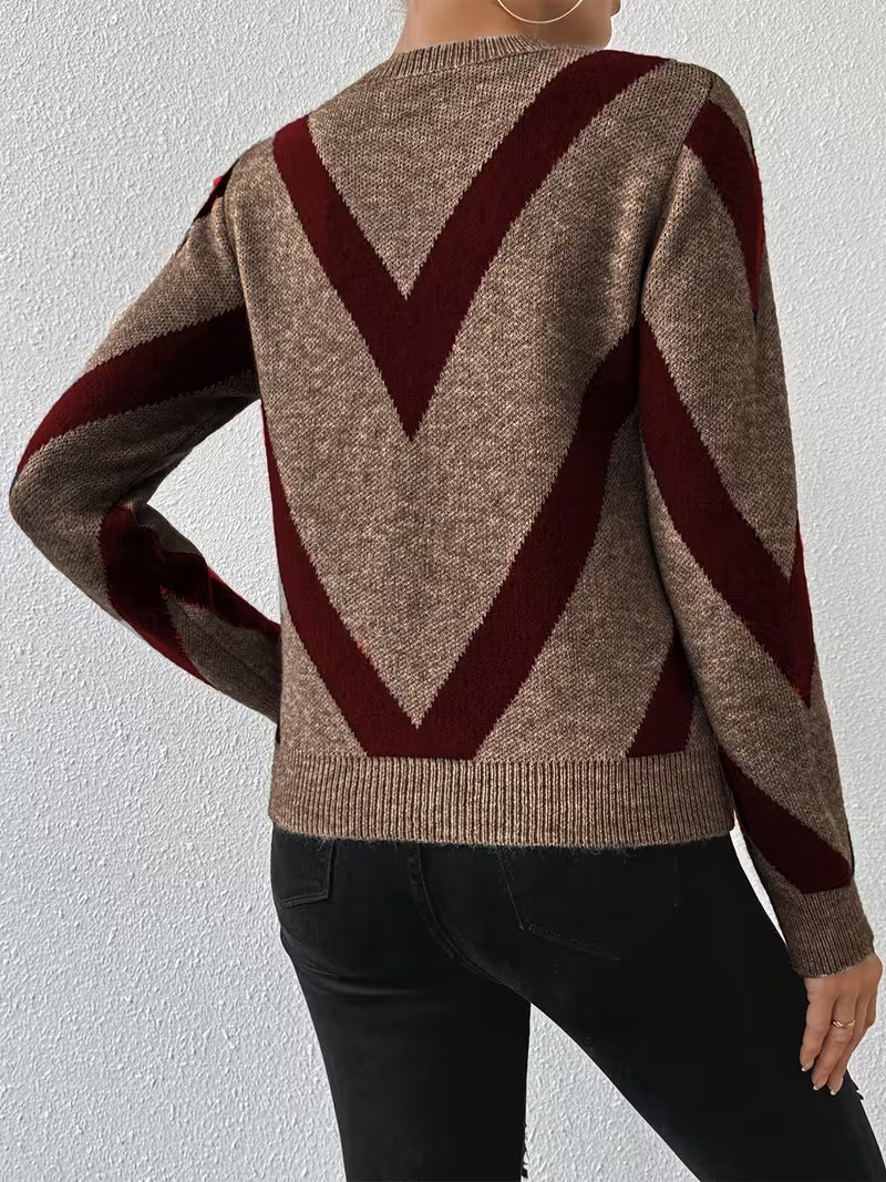 Minaza - Camisola De Gola Redonda Com Padrão Geométrico