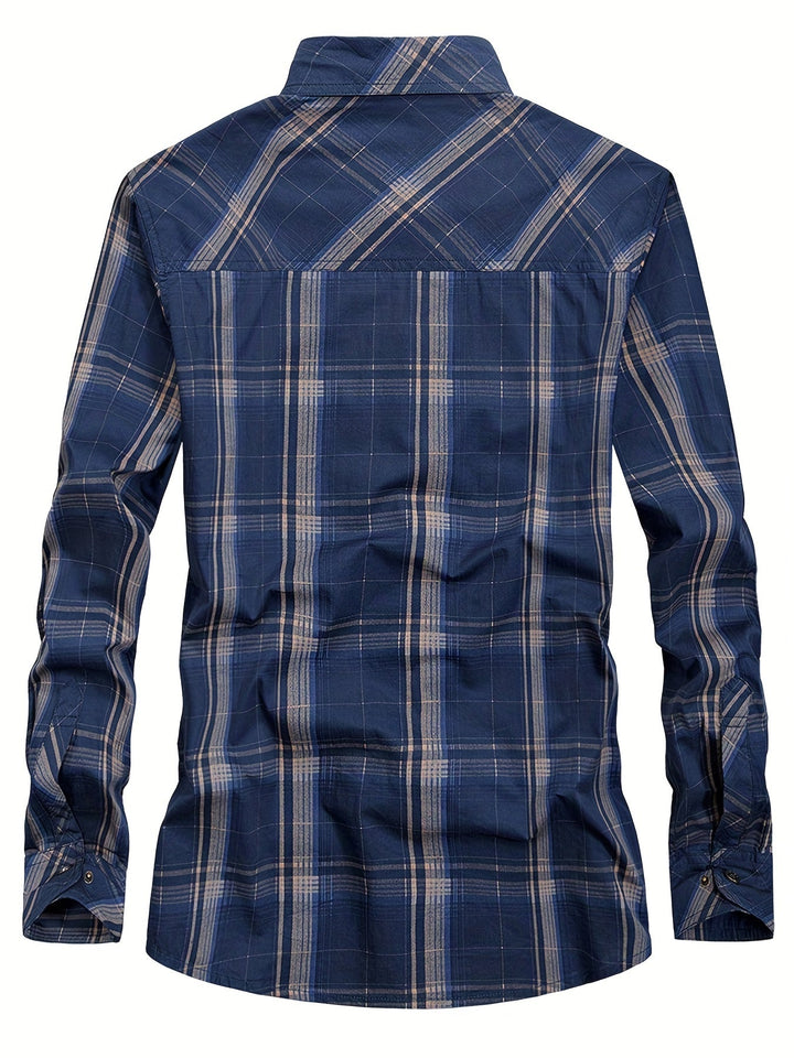Thimos - Camisa de Manga Comprida Xadrez com Vários Bolsos