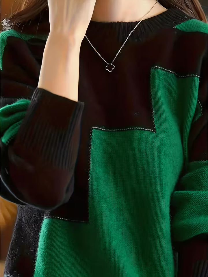 Marvelle - Camisola De Manga Comprida Com Gola Redonda E Blocos De Cor