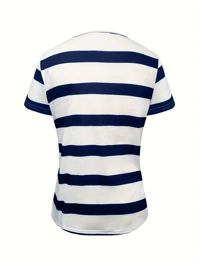 Kiley - Camisola Elegante De Manga Curta Às Riscas