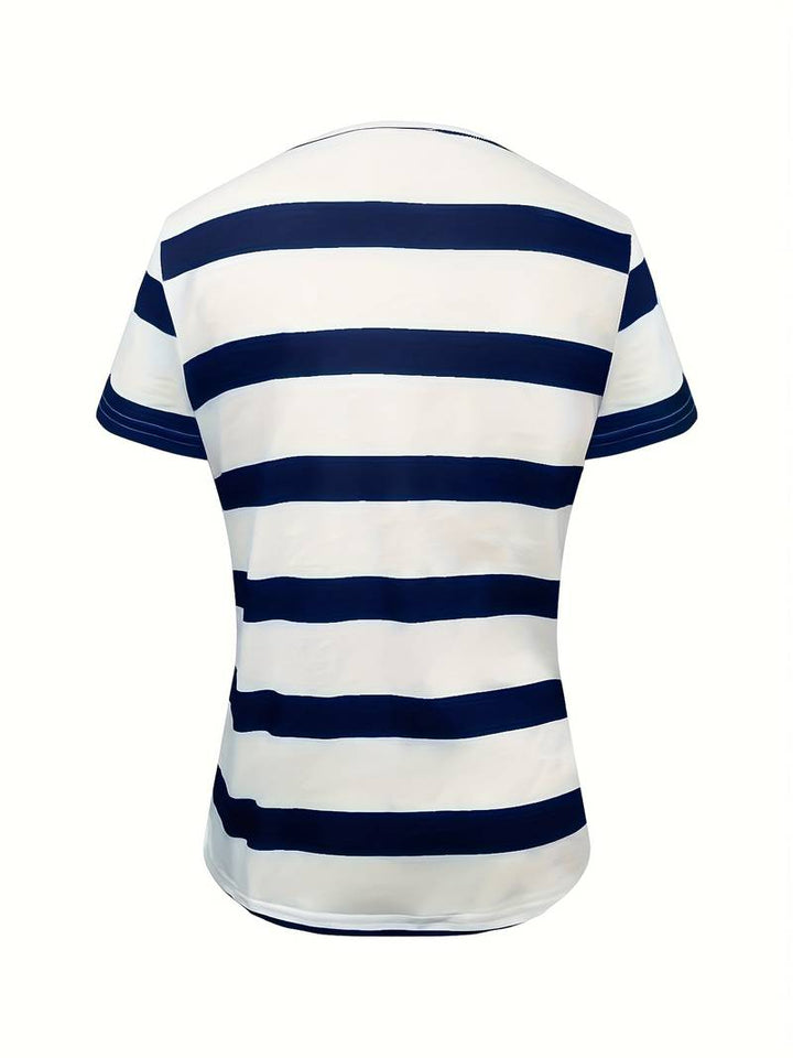 Kiley - Camisola Elegante De Manga Curta Às Riscas