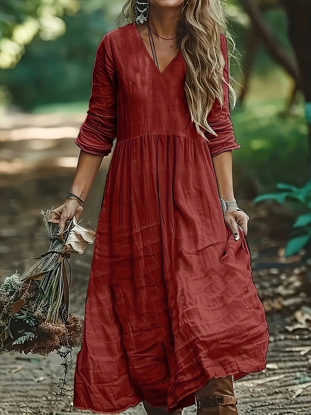 Shirron - Vestido Comprido Elegante Com Decote em V