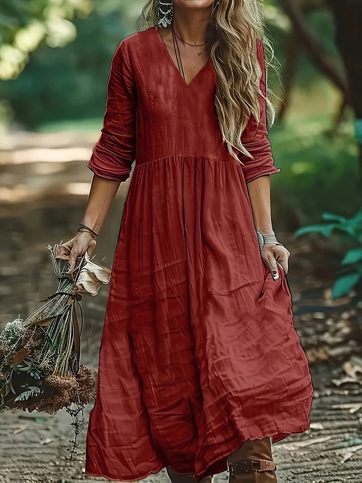 Shirron - Vestido Comprido Elegante Com Decote em V