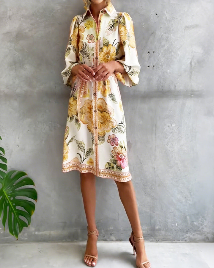 Nylera - Vestido Com Mangas Largas e Gola Recortada