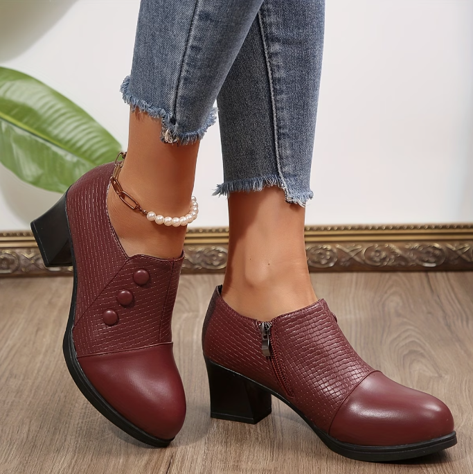 Sunchica - Sapatos De Salto Alto Confortáveis Com Fecho De Correr