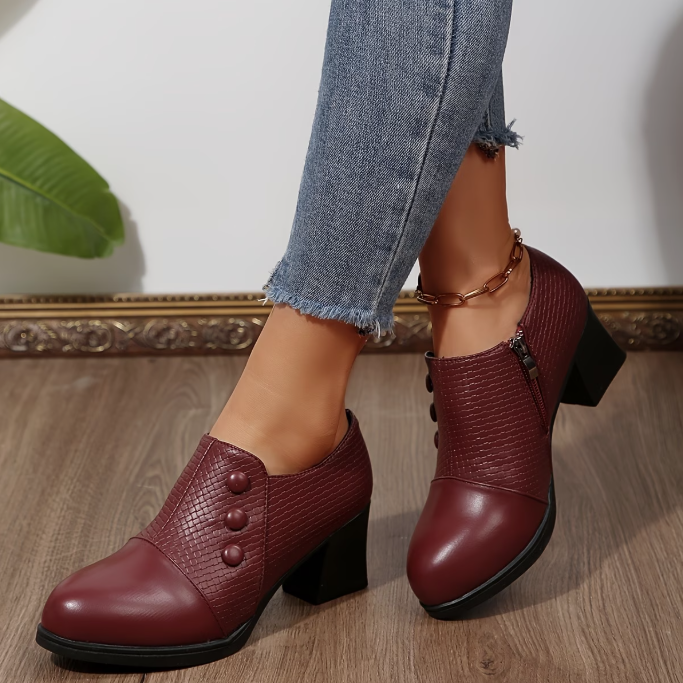 Sunchica - Sapatos De Salto Alto Confortáveis Com Fecho De Correr