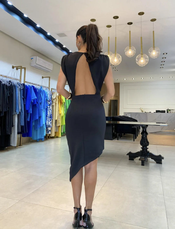 Meelia - Vestido Midi Elegante Sem Mangas