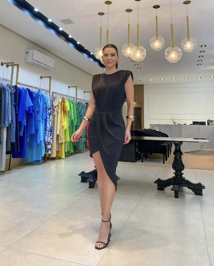 Meelia - Vestido Midi Elegante Sem Mangas