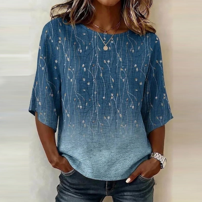 Eelene - Blusa Vintage Com Estampado De Folhas