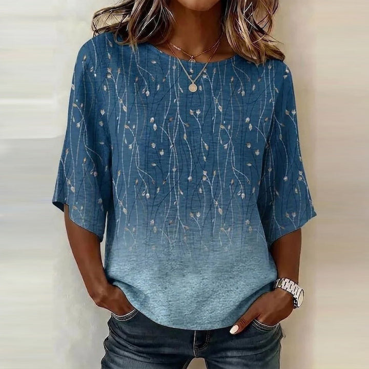 Eelene - Blusa Vintage Com Estampado De Folhas