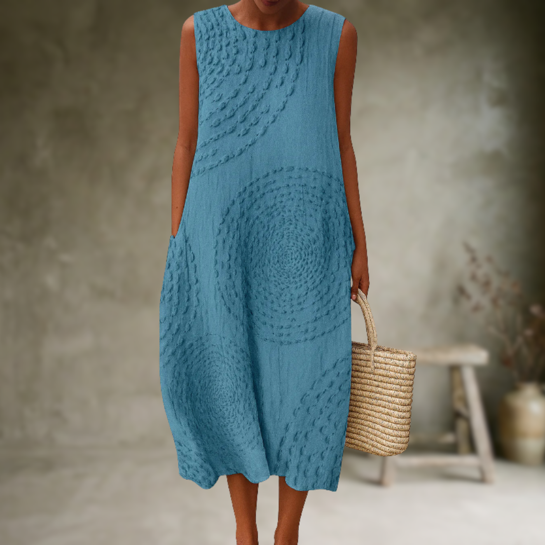 Natia - Vestido Midi Sem Mangas em Algodão