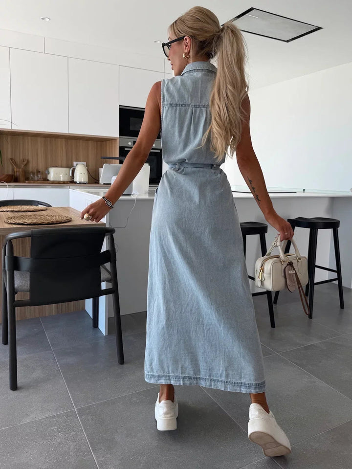 Jacinta - Vestido Longo Elegante com Bolso