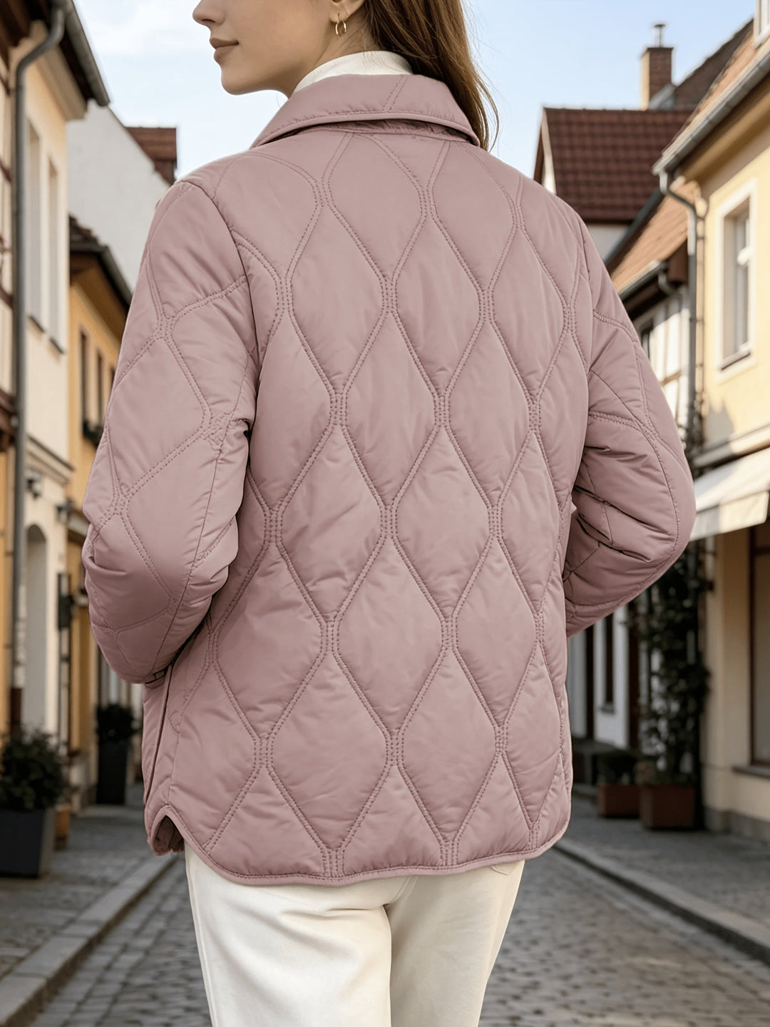 Laurelle - Casaco Acolchoado De Corte Largo Elegante E Chique