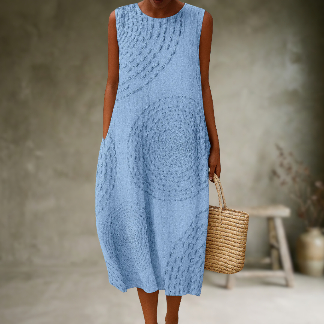 Natia - Vestido Midi Sem Mangas em Algodão