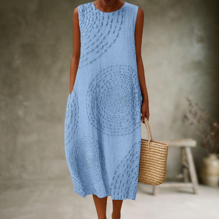 Natia - Vestido Midi Sem Mangas em Algodão