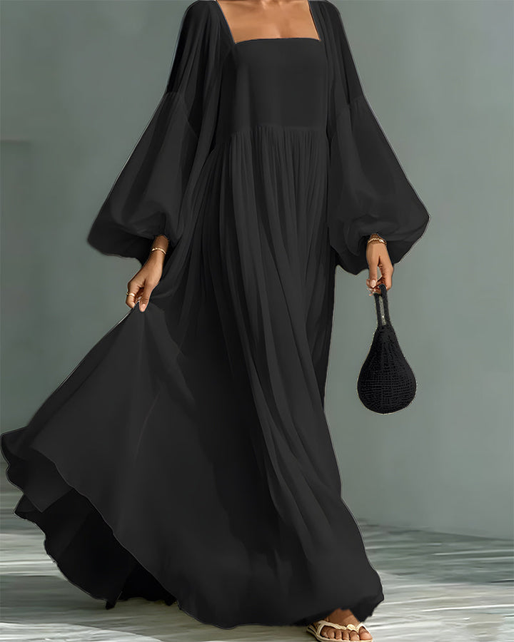 Nunila - Vestido Maxi «Fada» Com Decote Quadrado