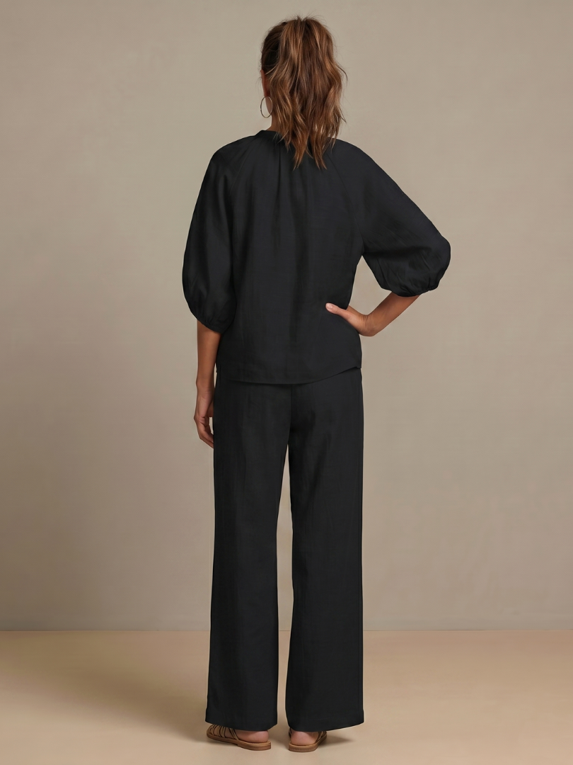 Sharina - Conjunto Composto Por Blusa Com Fecho E Calças De Perna Larga