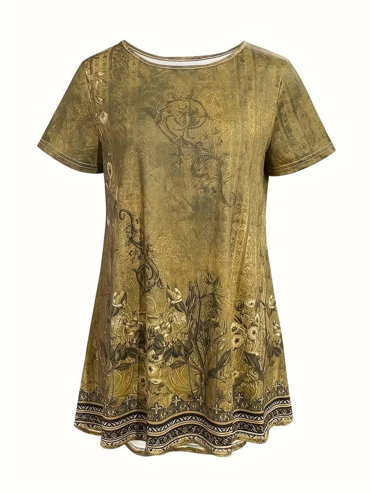 Abhishani - Camiseta de Corte largo Com Estampado Floral