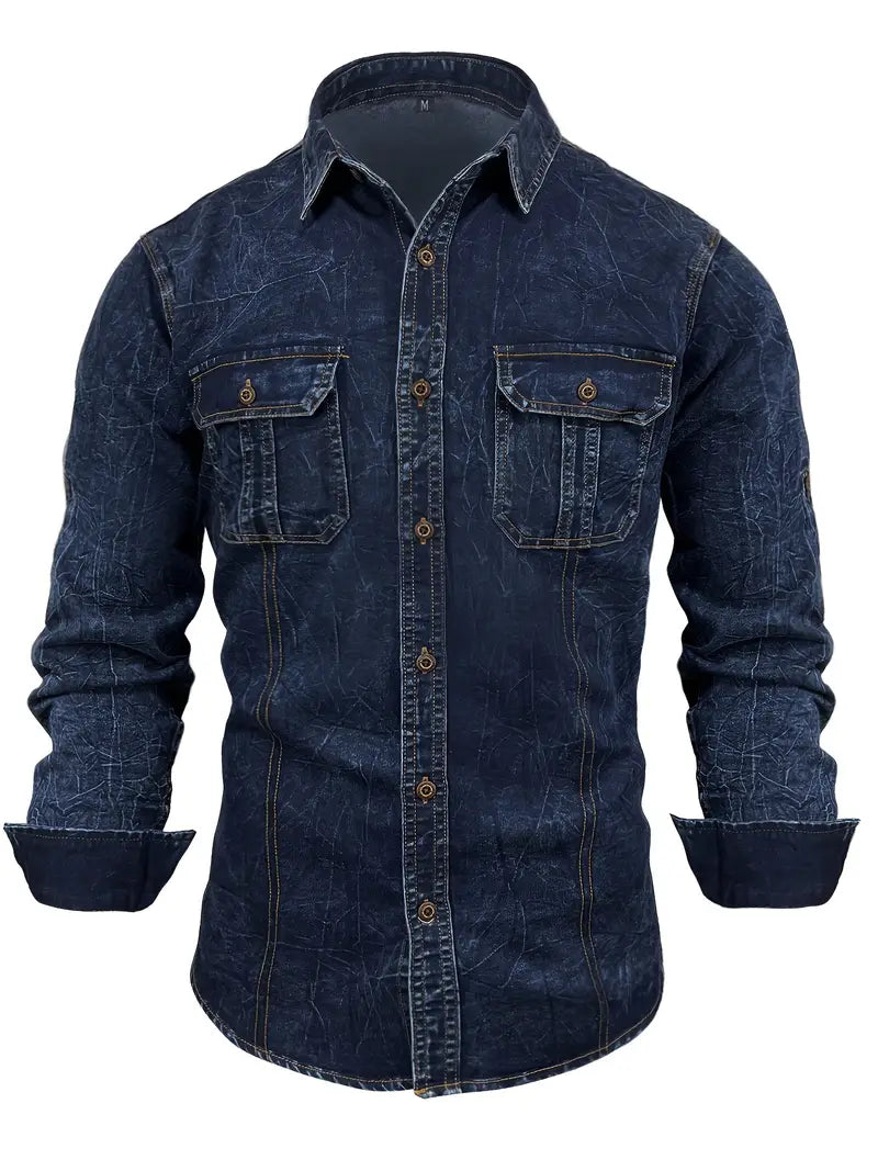 Angelo - Camisa de Ganga com Bolsos Frontais com Botões