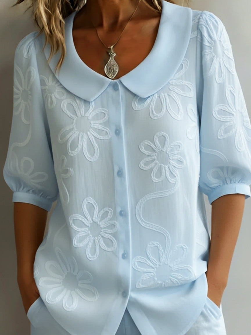 Blerta - Blusa Floral Com Elegância Natural