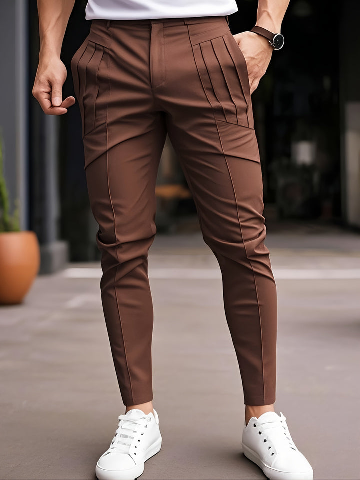 Alexey - Casual Slim Fit Pleated Pant Slant Pocket
