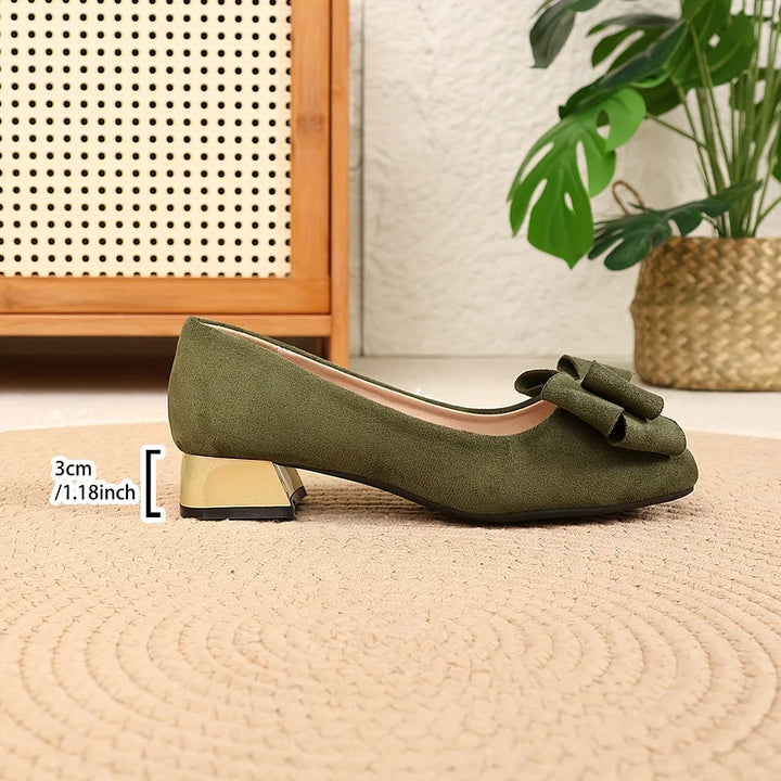 Silvie - Sapatos Elegantes Com Salto Baixo e Laço