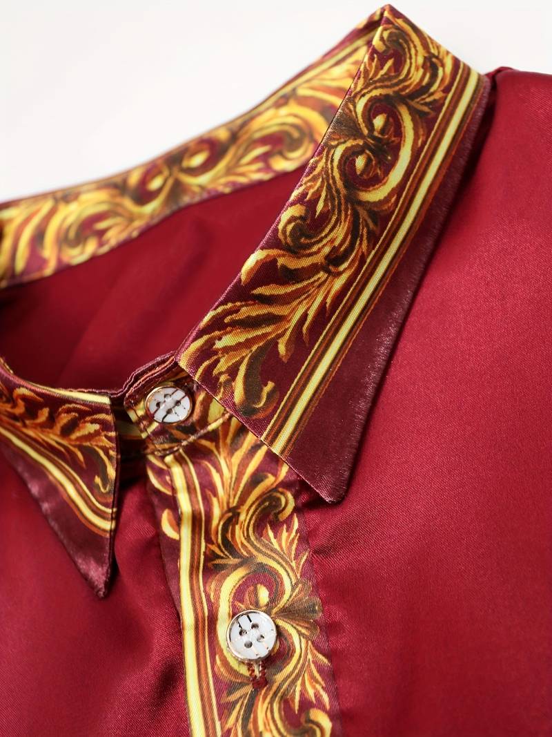 Vygantas - Camisa Elegante de Manga Comprida Com Patchwork