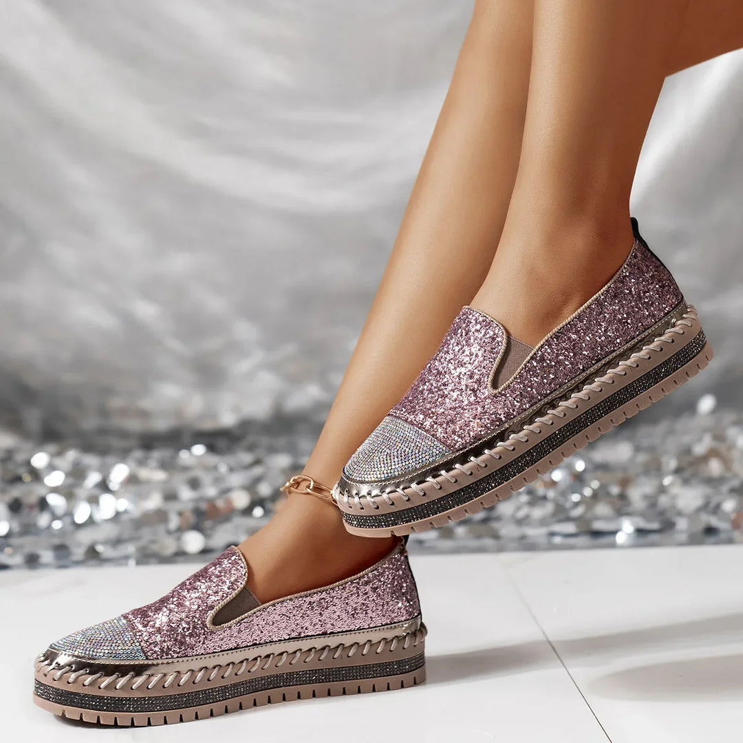 Lizka - Mocassins de Plataforma Com Purpurina e Strass
