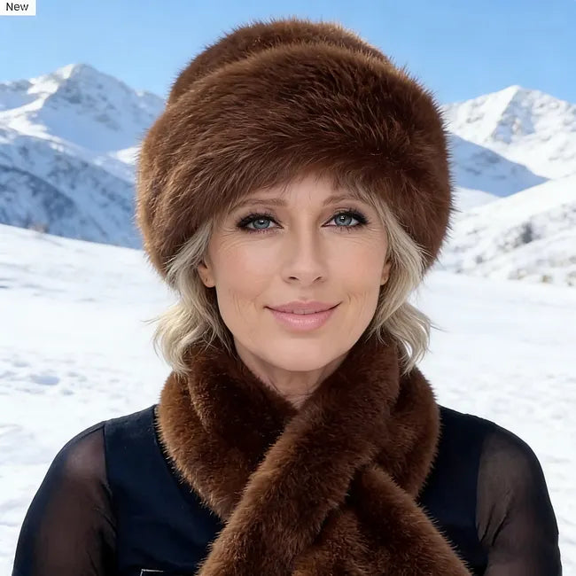 Eugenie - Conjunto de Gorro de Inverno Fofo e Cachecol a Condizer