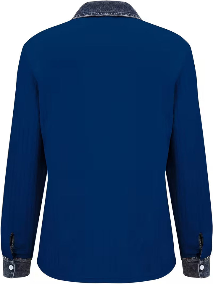 Eryna - Camisa de Manga Comprida em Malha Trançada Com Gola em Ganga