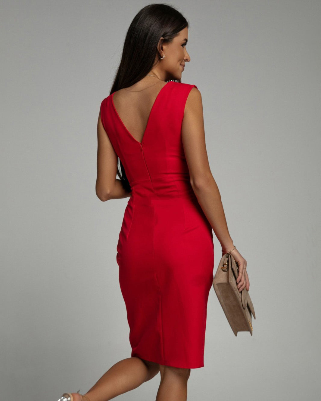 Auguste - Vestido Justo Com Decote em V e Fenda