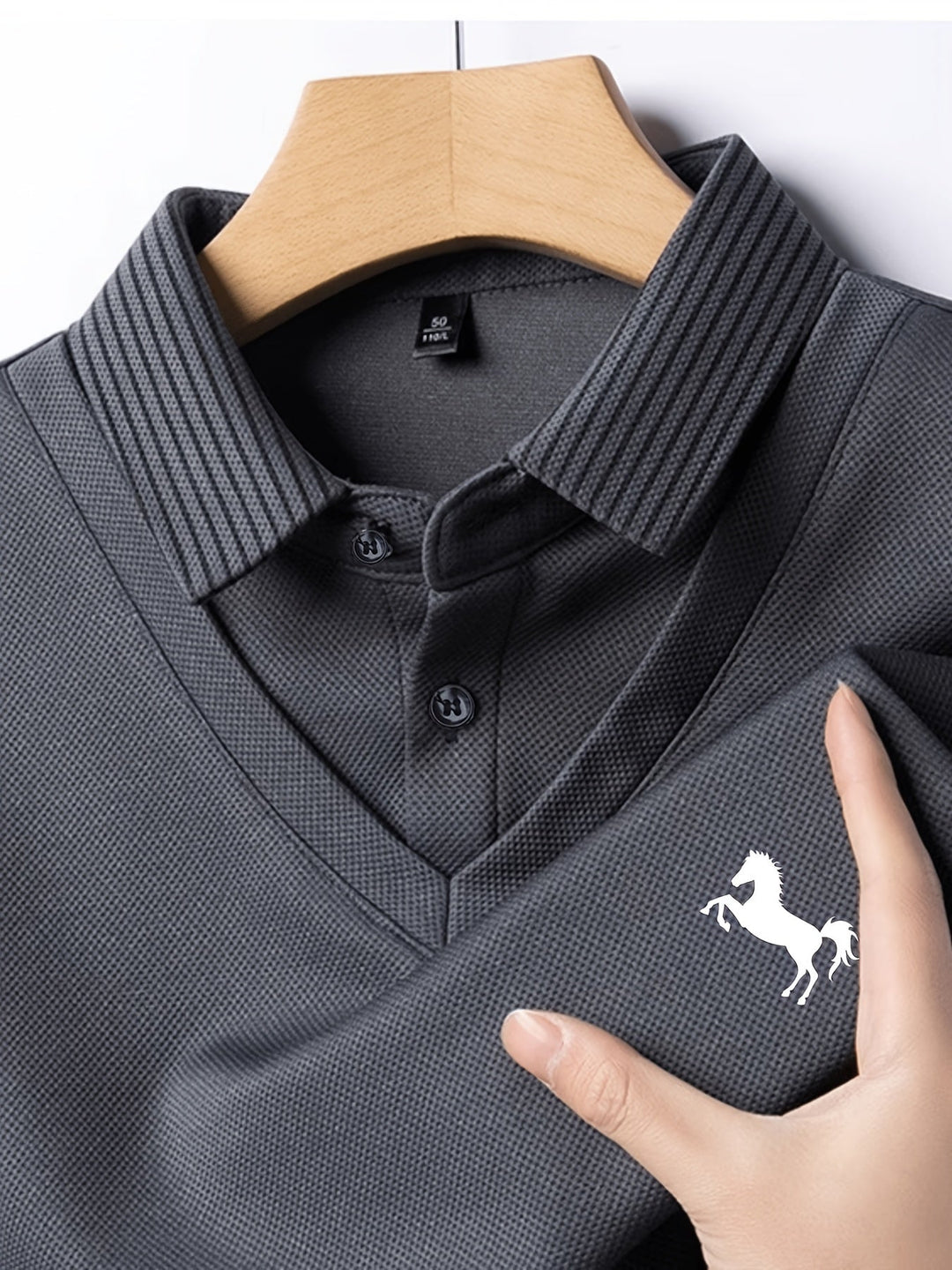 Dechen - Camisola Clássica De Malha Com Lapela E Manga Comprida
