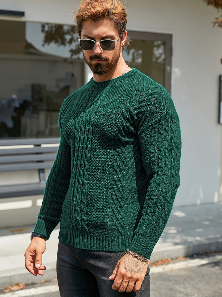 Eiduks - Camisola Clássica de Gola Redonda com Ponto Trançado